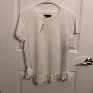 White T shirt with Ruffle Hem